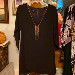 A Byer Beautiful Like New Small Black Top with attached Gold Chain Necklace